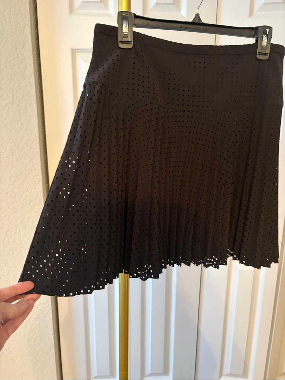 J. Crew Skirt Black Laser-Cut Pleated, Flowy, Quiet Luxury